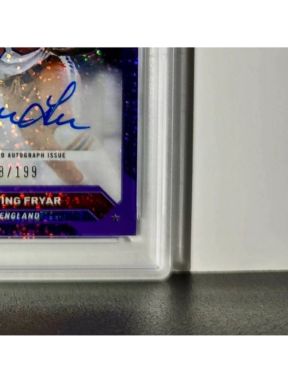 Irving Fryar 2023 Topps Chrome Purple Speckle Refractor 18/199 PSA 10 Auto 9